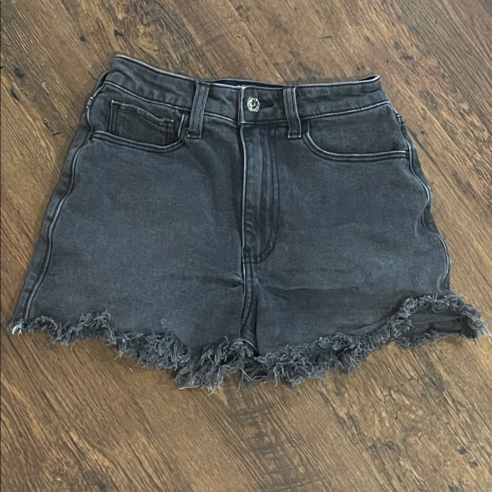 Hollister‎ Ultra High Rise Mom Short 3" Black Jean Shorts Sz  00